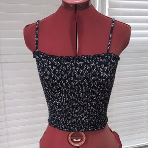 Vintage Y2K Brandy Melville Smocked Ditsy Print Top Dainty Grunge Coquette